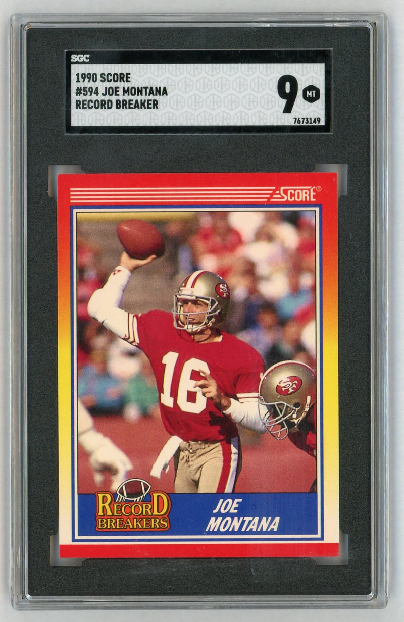 1990 Score #594 Joe Montana Record Breaker SGC 9
