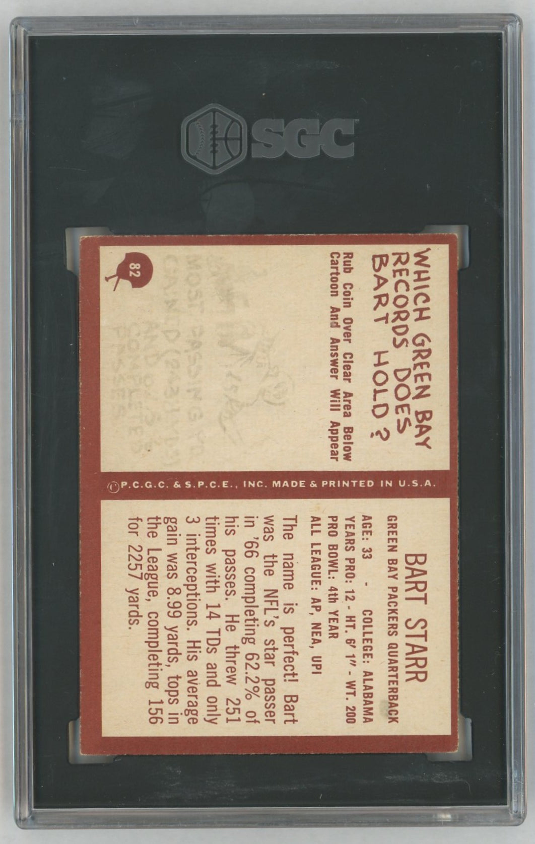 1967 Philadelphia #82 Bart Starr SGC 3