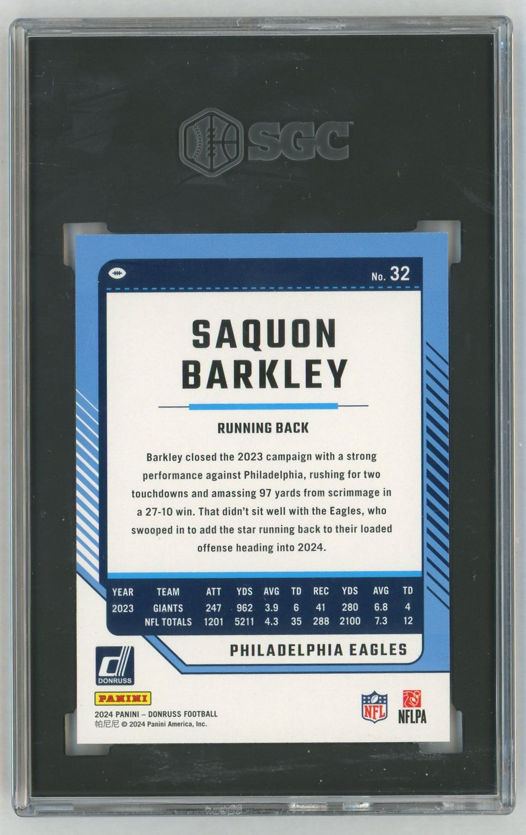 2024 Donruss #32 Saquon Barkley SGC 10