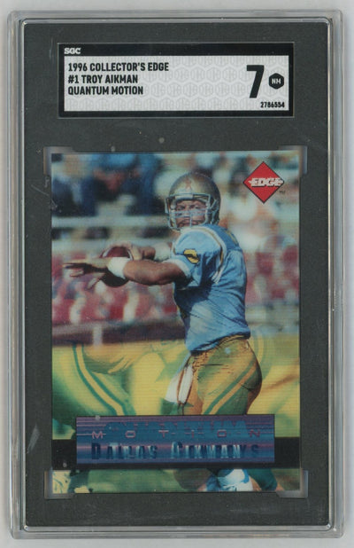 1996 Collector's Edge #1 Troy Aikman Quantum Motion SGC 7