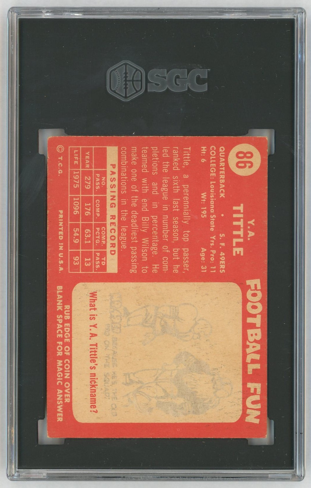 1958 Topps #86 Y. A. Tittle SGC 4.5