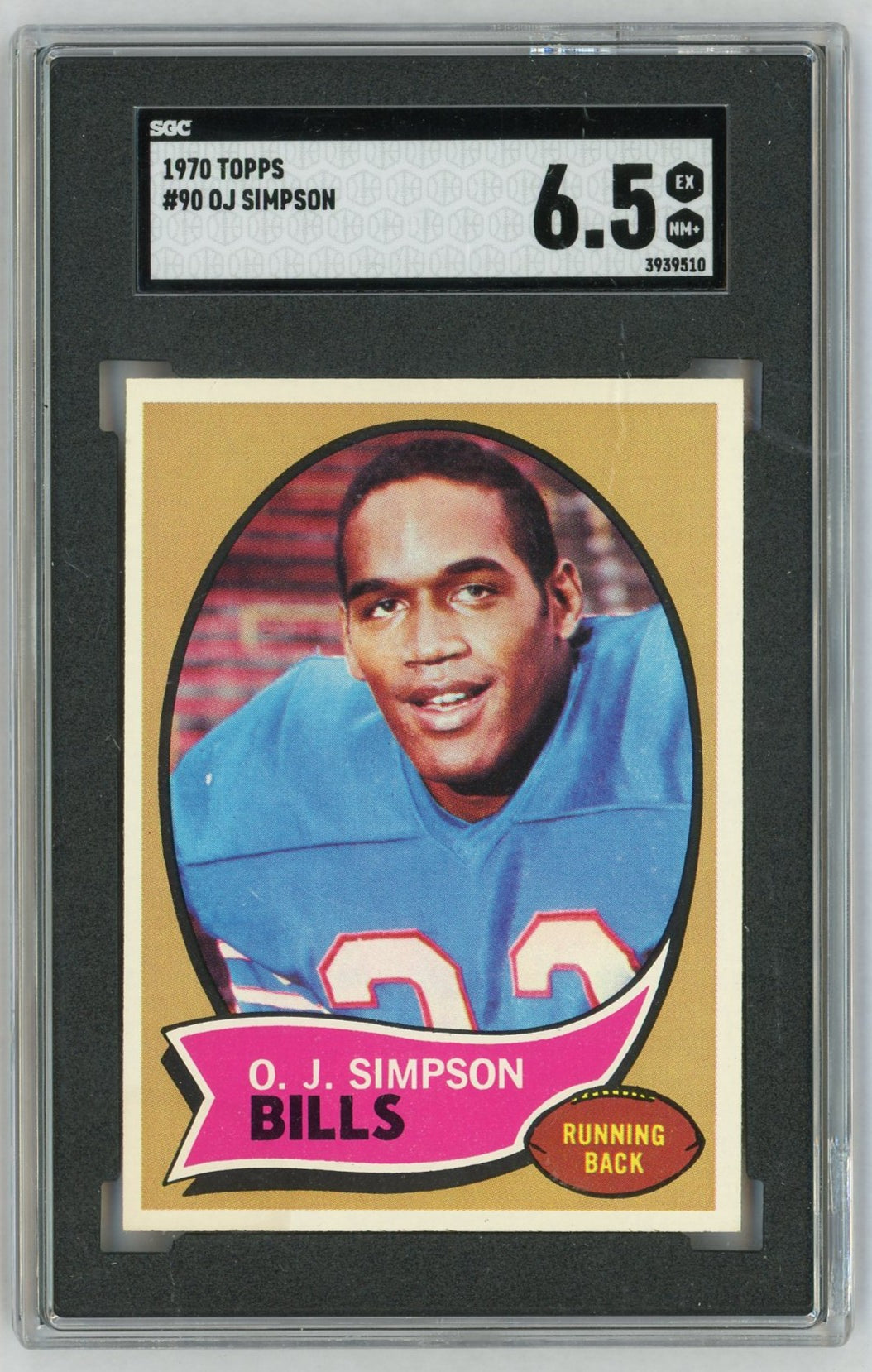 1970 Topps #90 O. J. Simpson Rookie RC SGC 6.5