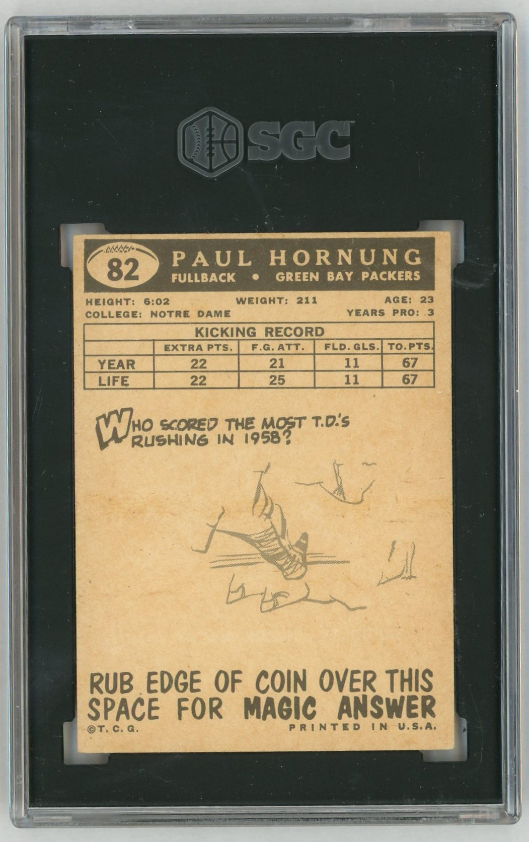 1959 Topps #82 Paul Hornung SGC 4.5