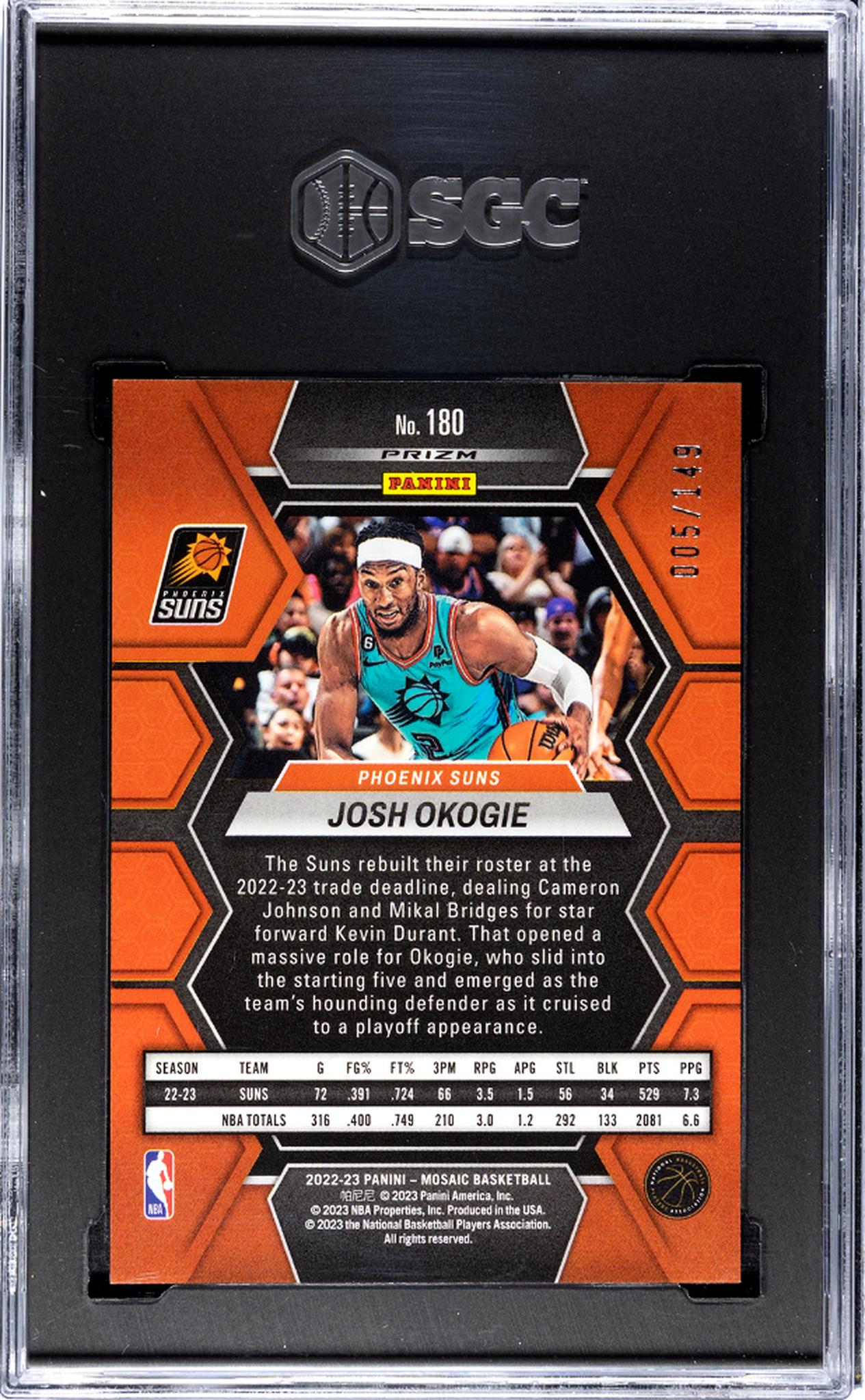 2022-23 Panini Mosaic #180 Josh Okogie Pink Prizm 5/149 SGC 10