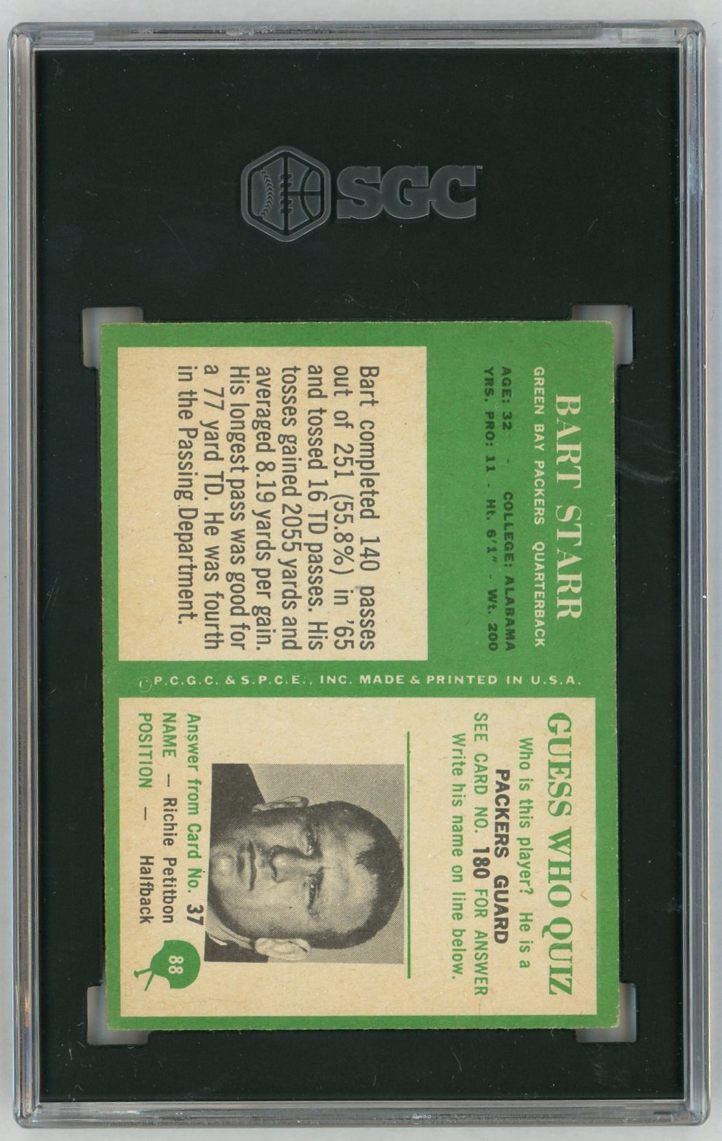 1966 Philadelphia #88 Bart Starr SGC 4