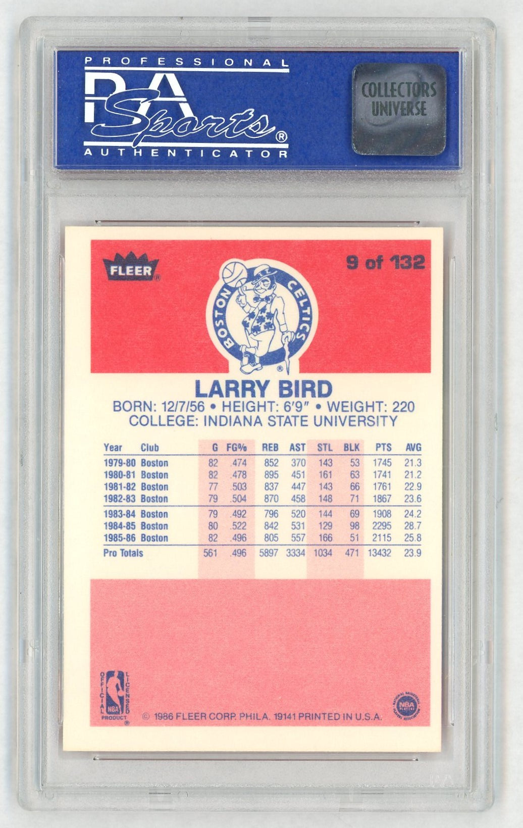 1986 Fleer Larry Bird #9 PSA 7