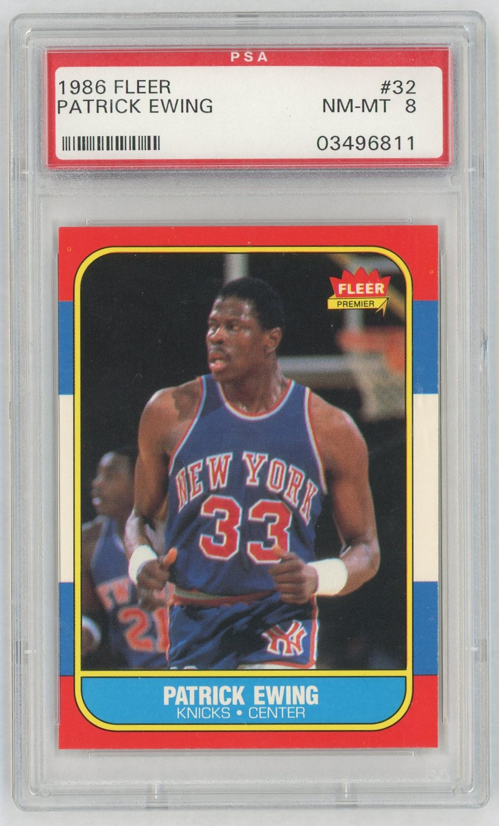 1986 Fleer Patrick Ewing #32 PSA 8
