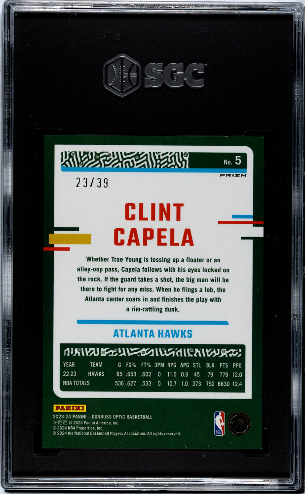 2023 Panini Donruss Optic #5 Clint Capela Black /39 SGC 9.5