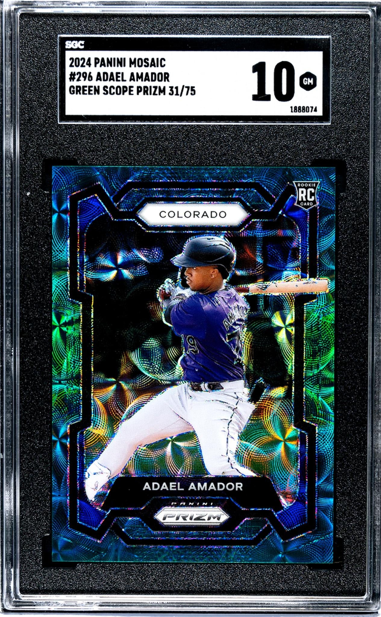 2024 Panini Mosaic #296 Adael Amador Green Scope Prizm 31/75 SGC 10