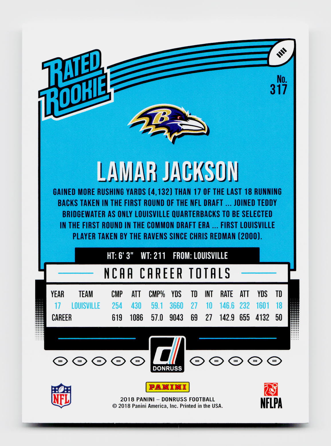 2018 Donruss Lamar Jackson #317 Rated Rookie