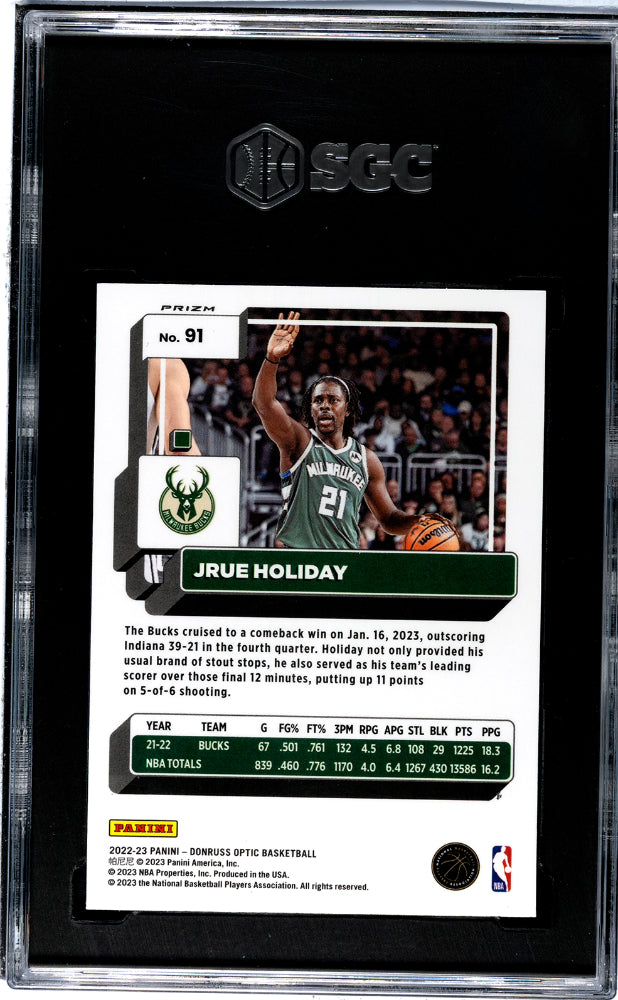 2022-23 Donruss Optic Choice Red & Green Prizm Jrue Holiday #91 SGC 9.5