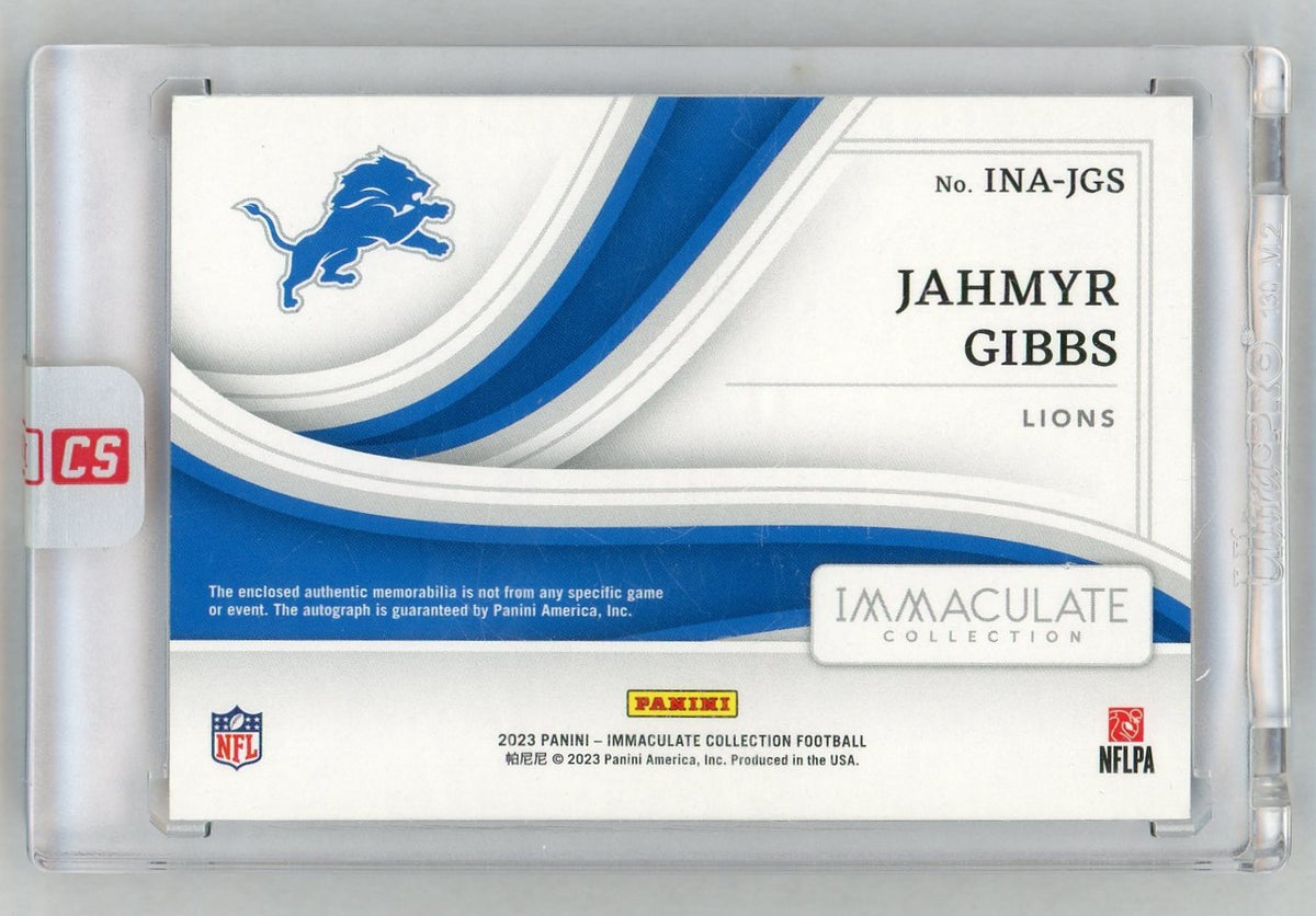 2023 Immaculate Collection Jahmyr Gibbs RC Auto Jersey #INA-JGS /18