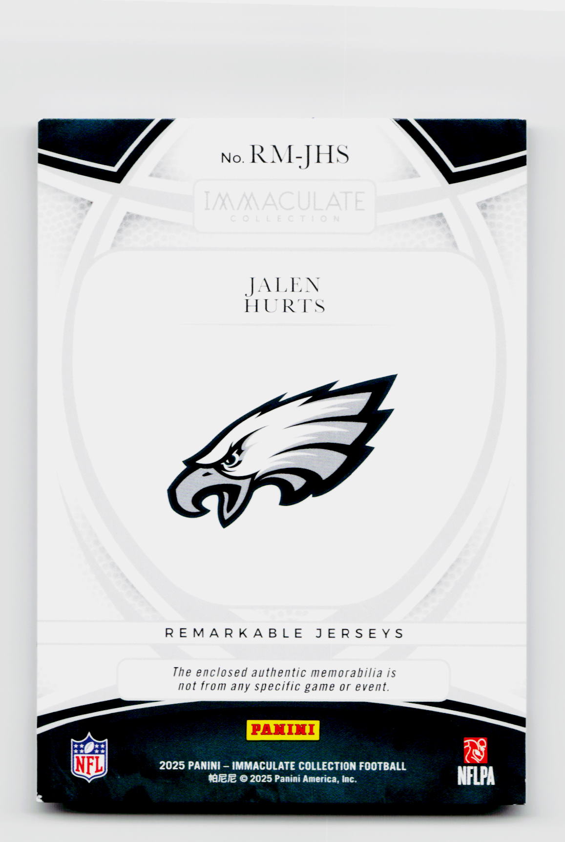 2025 Immaculate Collection Remarkable Jalen Hurts Jersey #RM-JHS /49