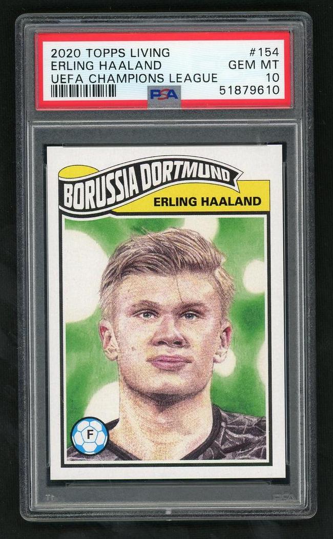 2020 Topps Living UEFA Champions League Erling Haaland #154 /1988 PSA 10