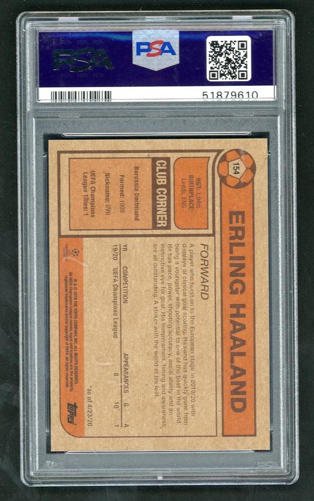 2020 Topps Living UEFA Champions League Erling Haaland #154 /1988 PSA 10