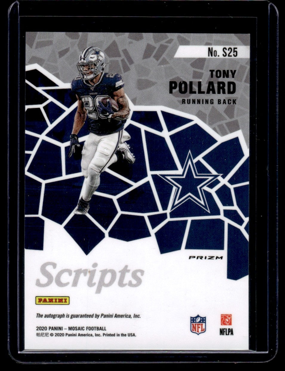 2020 Panini Mosaic Scripts Prizm Tony Pollard #S25 Auto