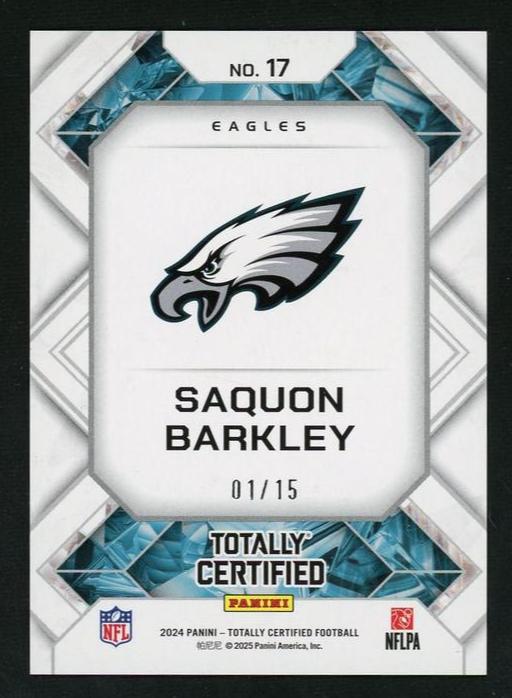 2024 Panini Totally Certified 17 Saquon Barkley Totally Gems /15 Eagles