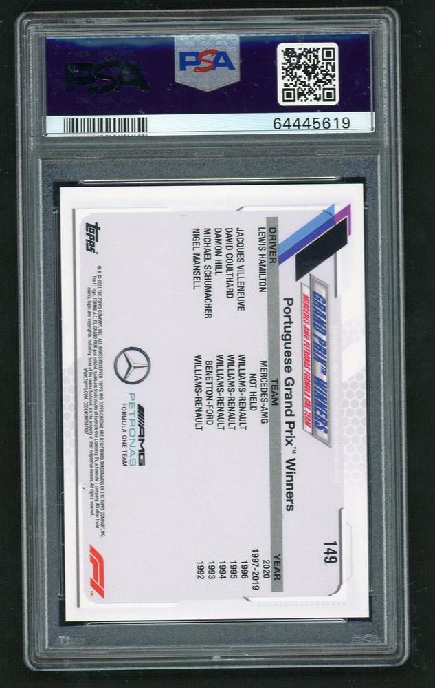 2021 Topps Chrome Formula 1 Purple/Green Refractor Lewis Hamilton #149 PSA 9