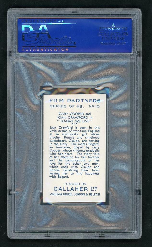 1935 Gallaher Ltd. Film Partners Gary Cooper/Joan Crawford #10 PSA 9