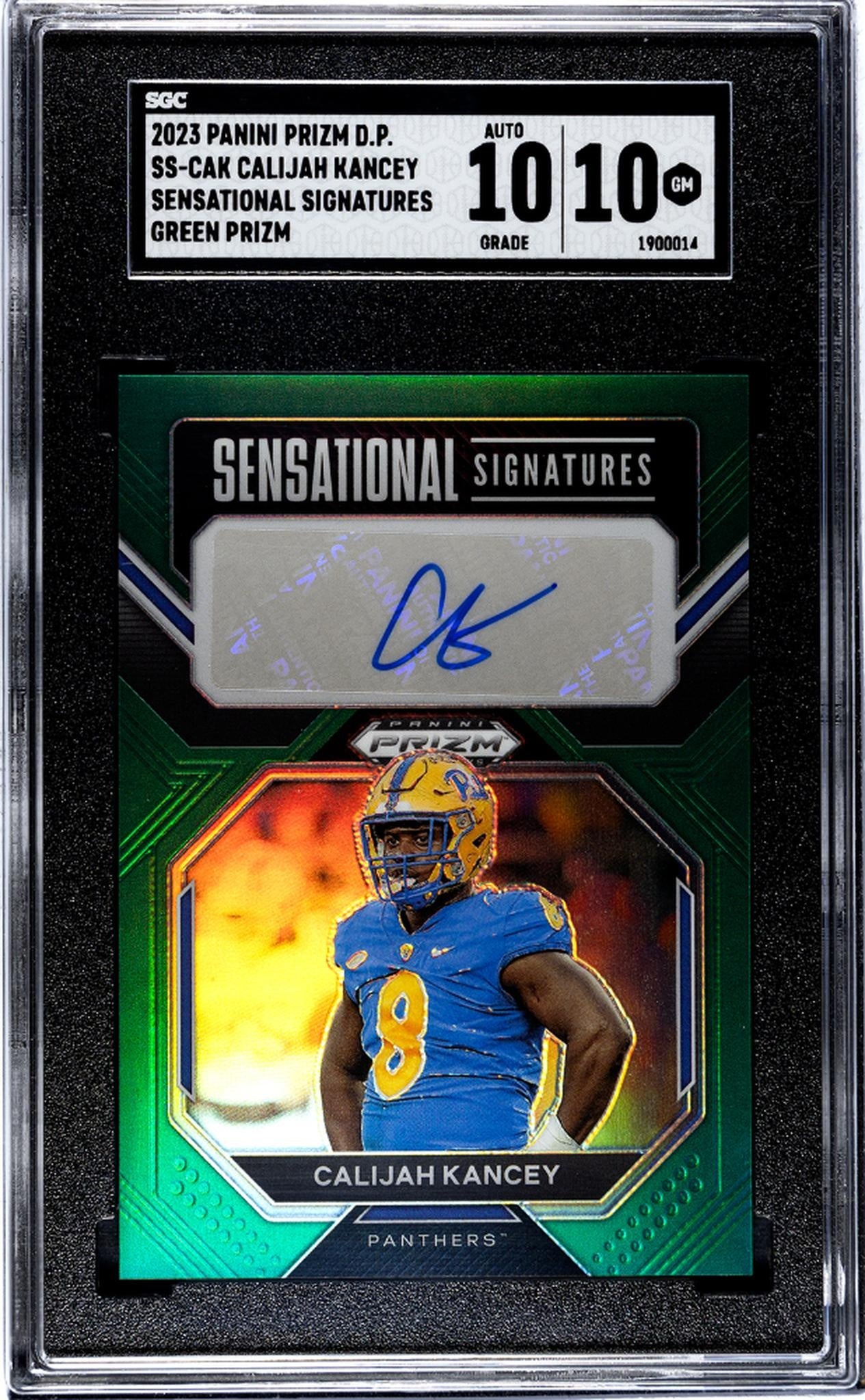 2023 Panini Prizm Draft Picks #SS-CAK Calijah Kancey Sensational Sigs. Green Prizm SGC 10