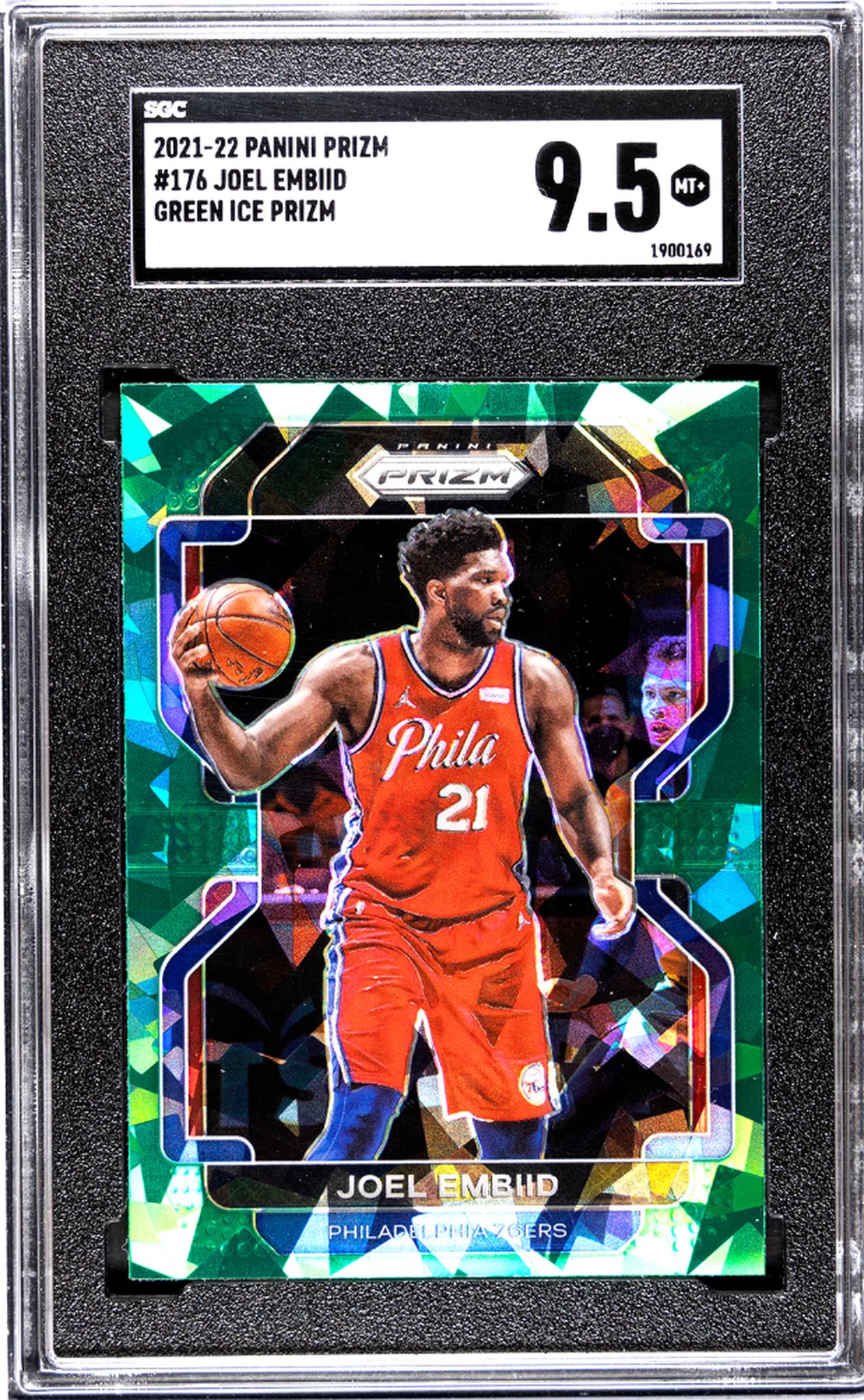 2021-22 Panini Prizm #176 Joel Embiid Green Ice Prizm SGC 9.5