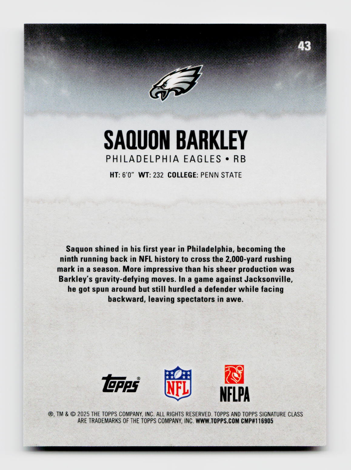 2025 Topps Saquon Barkley #43 /25 Philadelphia Eagles