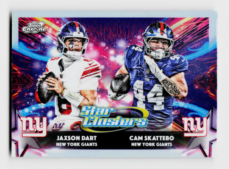 2025 Topps Chrome Cosmic #SC-14 Jaxson Dart/Cam Skattebo Star Clusters Rookie RC