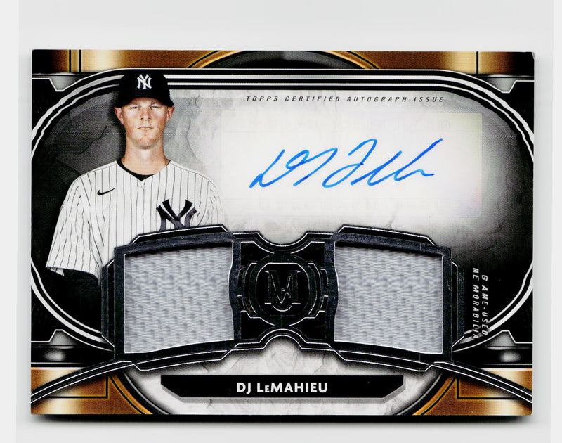 2021 Topps Museum DJ LeMahieu #SPDRA-DM Signature Swatches Dual Game-Used Relic Patch Auto /249