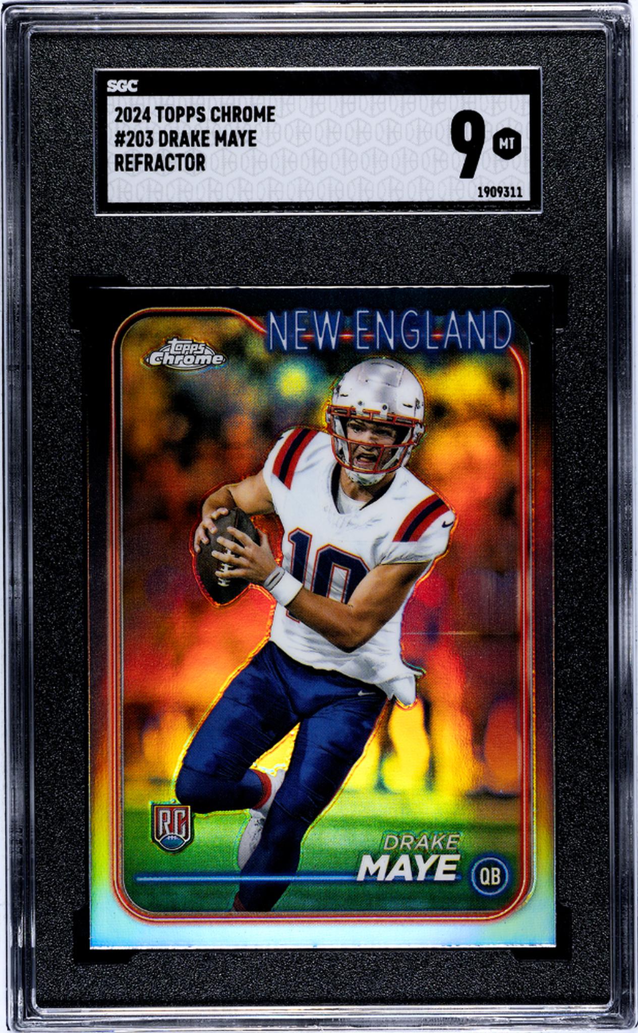 2024 Topps Chrome Refractor Drake Maye #203 RC SGC 9