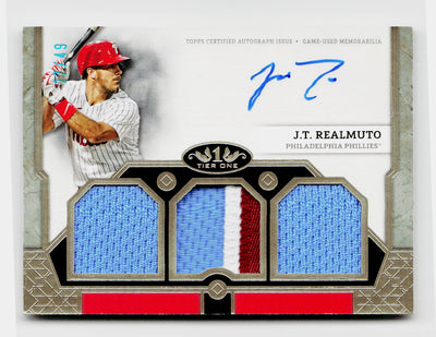 2024 Topps Tier One J.T. Realmuto Triple Relic Patch Auto /249