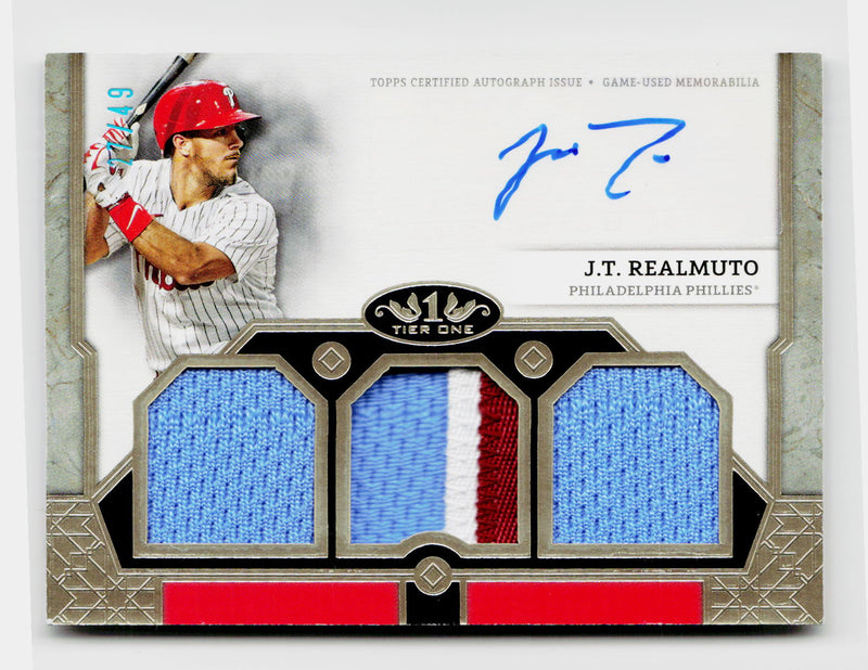 2024 Topps Tier One J.T. Realmuto Triple Relic Patch Auto /249