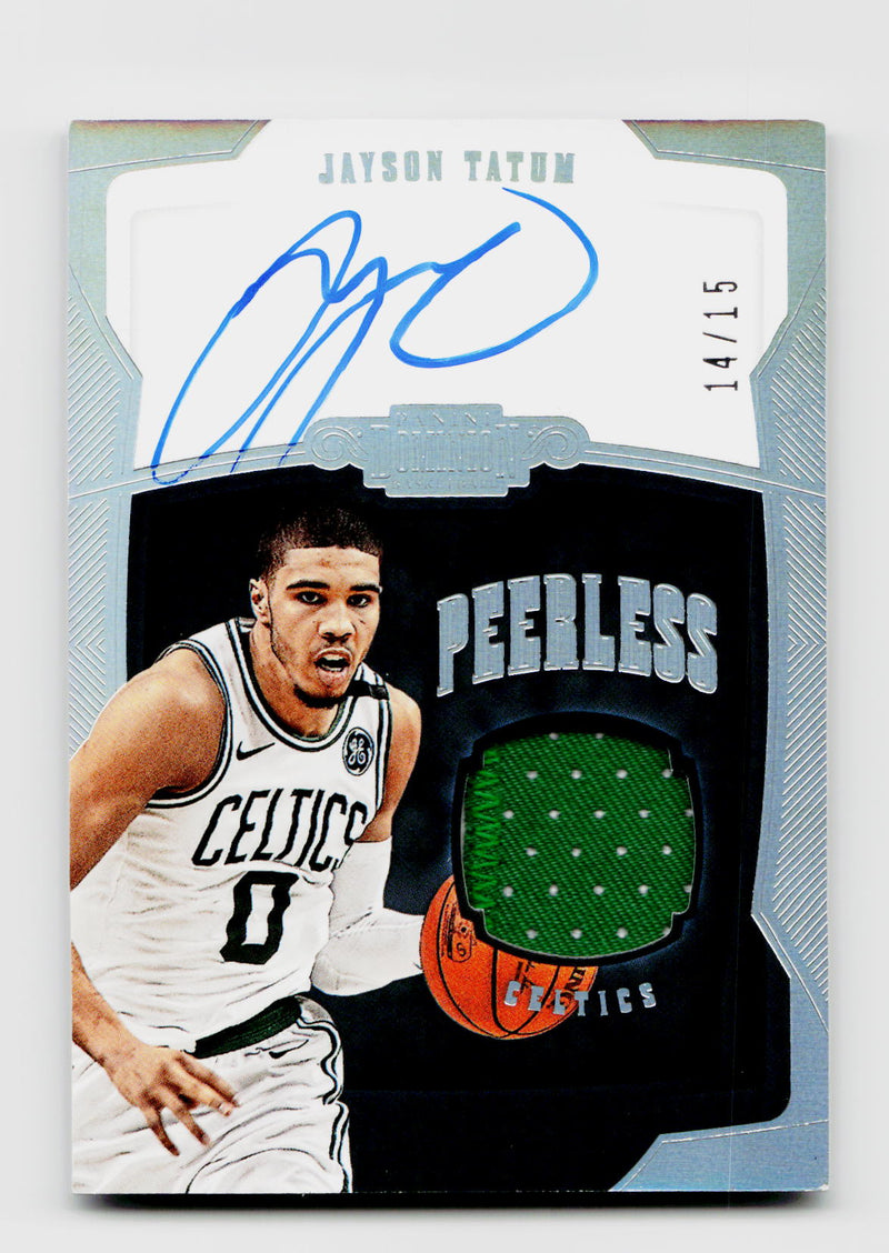 2018 Panini Dominion #PJ-JTT Jayson Tatum Peerless Game-Worn Jersey Patch Auto Silver Rookie RC SSP /15