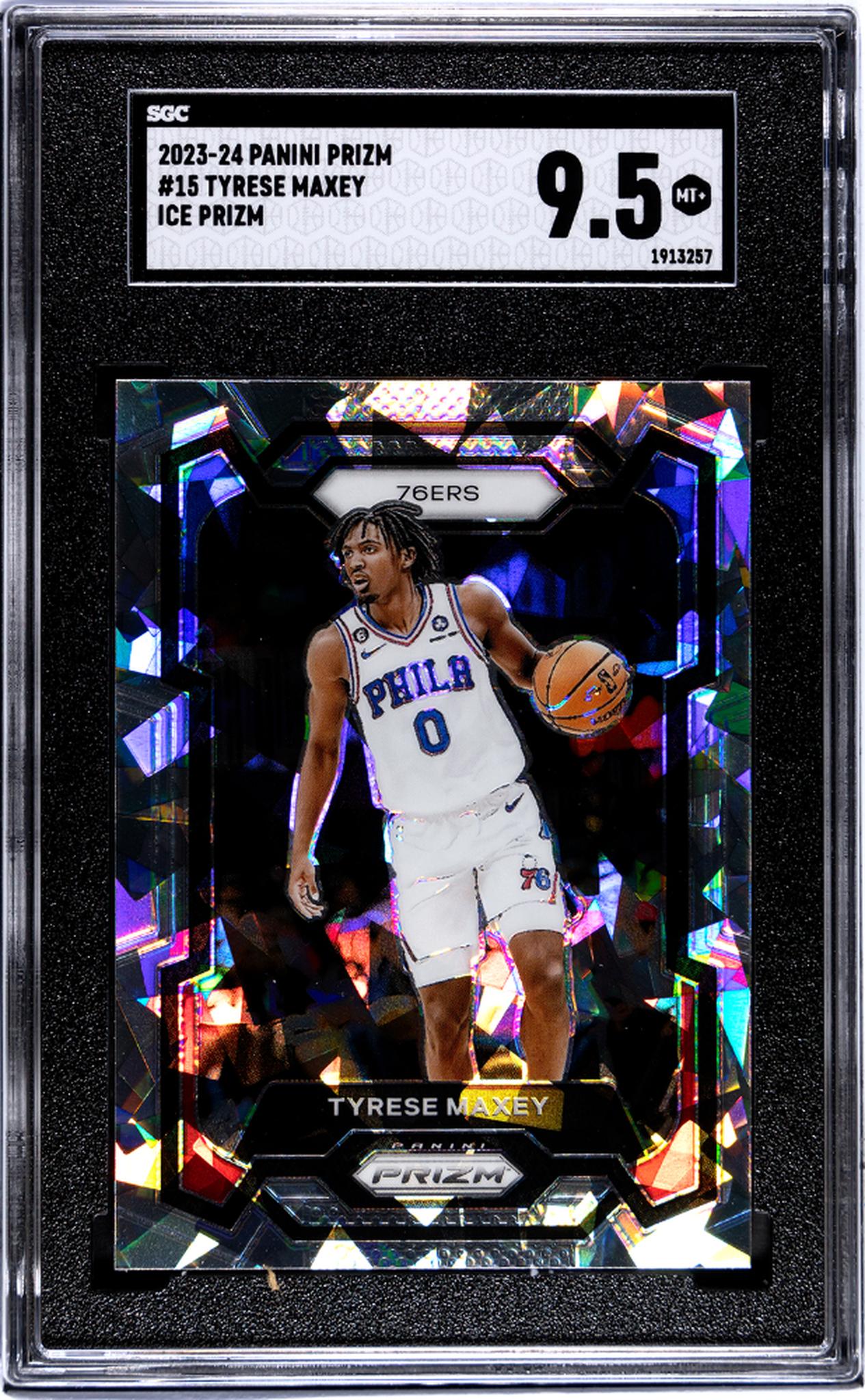 2023-24 Panini Prizm #15 Tyrese Maxey Ice Prizm SGC 9.5