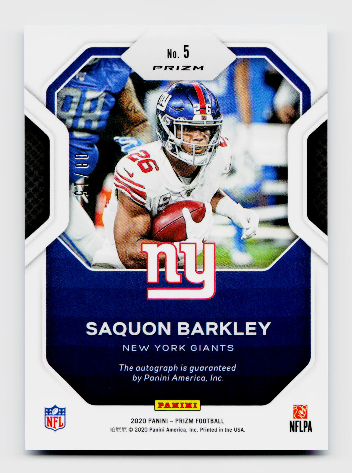 2020 Panini Prizm Saquon Barkley Sensational Signatures Auto #5 /99
