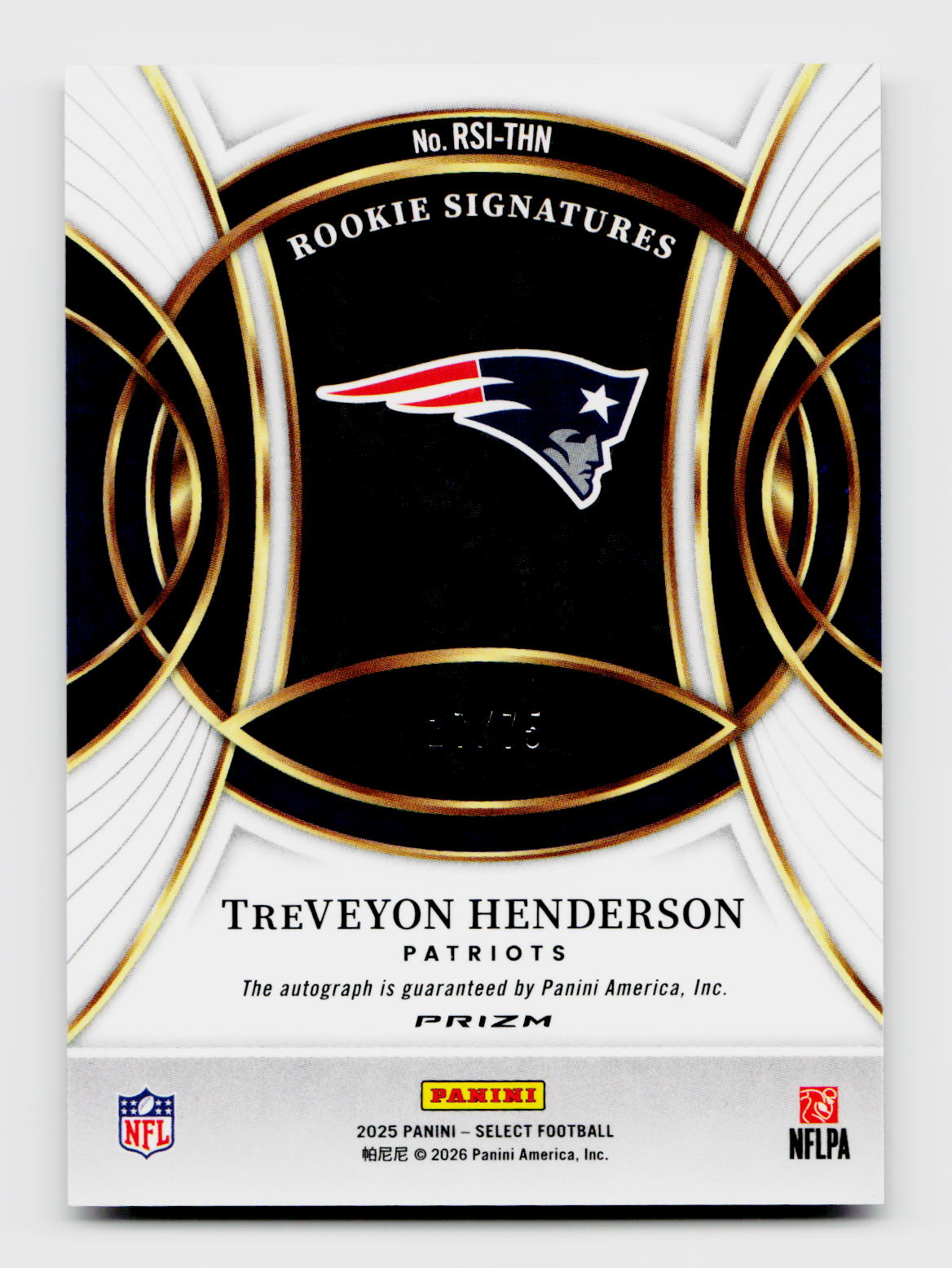 2025 Select #RSI-THN TreVeyon Henderson Rookie Signatures Auto RC Maroon /75