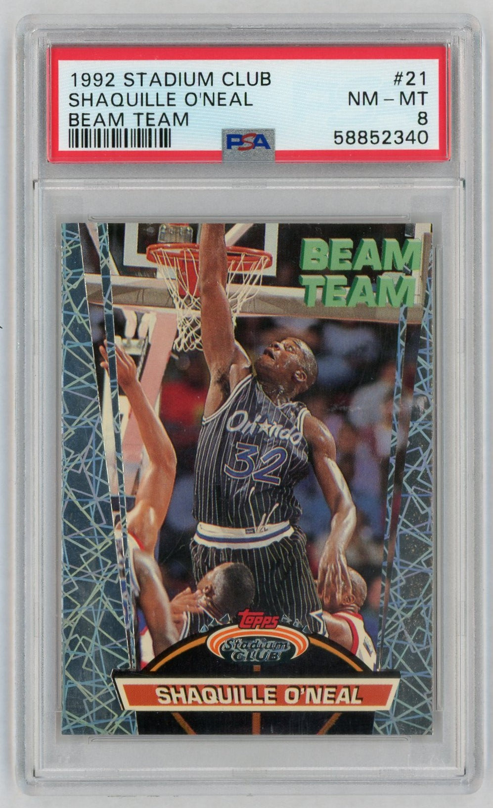 1992 Stadium Club Beam Team Shaquille O'Neal #21 PSA 8