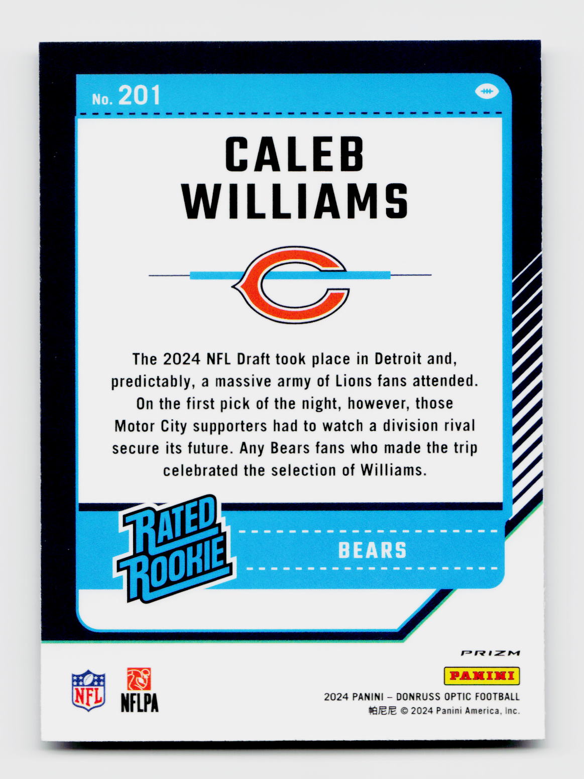 2024 Donruss Optic Caleb Williams #201 Rated Rookie