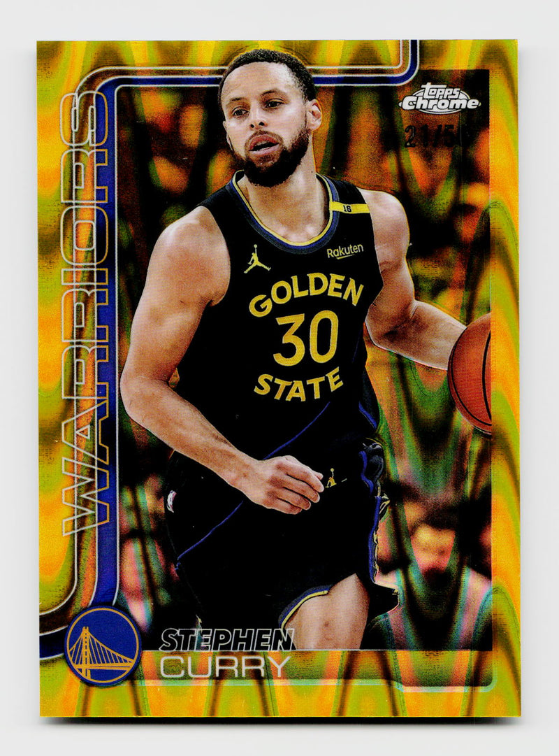 2025-26 Topps Chrome #201 Stephen Curry Gold RayWave SSP /50