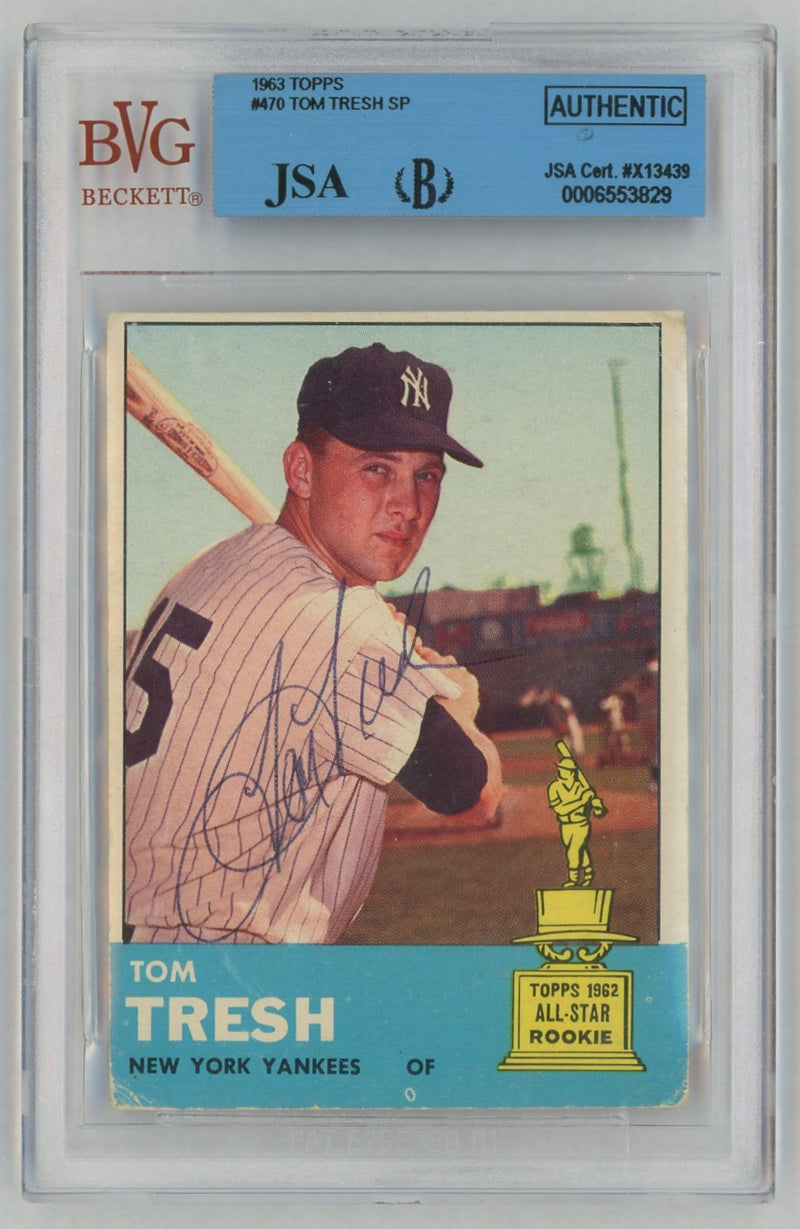 1963 Topps #470 Tom Tresh SP In-Person Auto BVG/JSA Authentic