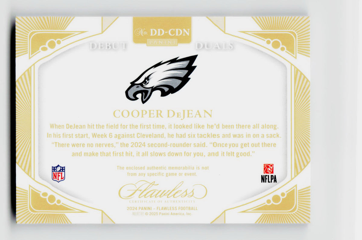 2024 Panini Flawless Cooper DeJean Debut Duels #DD-CDN /5