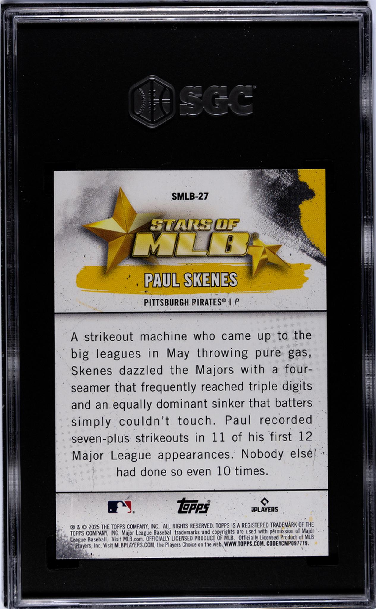 2025 Topps Stars of MLB Paul Skenes #SMLB-27 SGC 10
