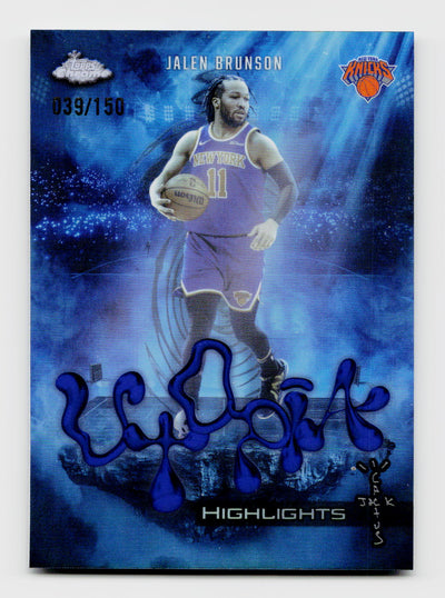 2026 Topps Chrome x Cactus Jack #UH-2 Jalen Brunson Utopia Highlights Blue Refractor /150