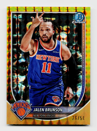 2025 Bowman Chrome #BCV-62 Jalen Brunson Gold Geometric Refractor /50