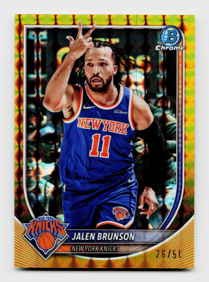 2025 Bowman Chrome #BCV-62 Jalen Brunson Gold Geometric Refractor /50