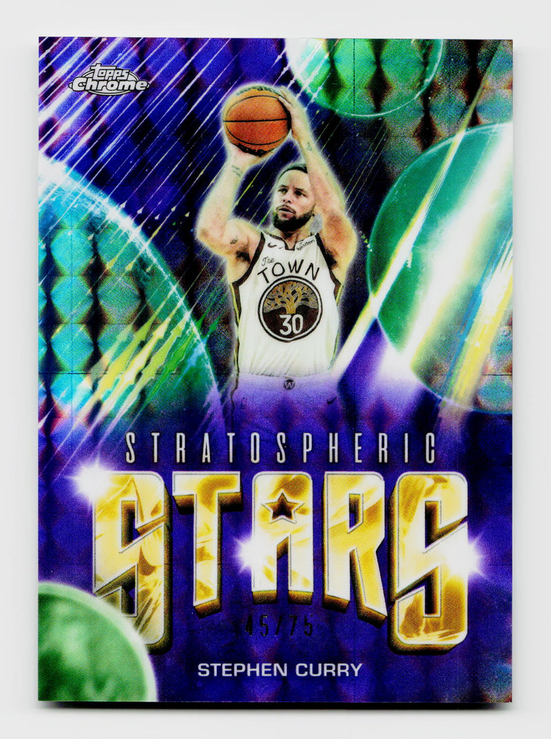2026 Topps Chrome Cosmic #ST-2 Stephen Curry Stratospheric Stars Purple Geometric Refractor /75