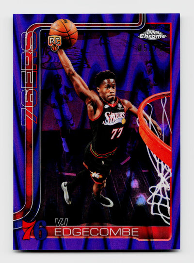 2025-26 Topps Chrome Update #153 VJ Edgecombe Rookie RC Purple RayWave Refractor /75