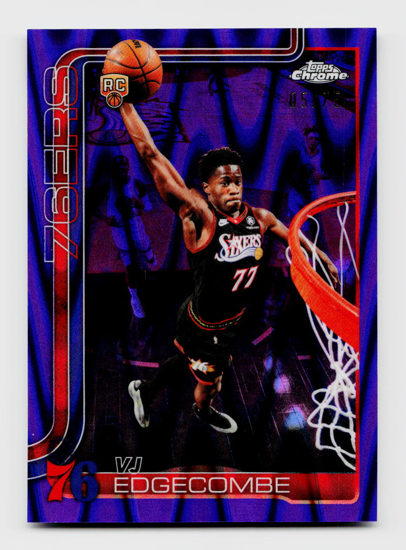 2025-26 Topps Chrome Update #153 VJ Edgecombe Rookie RC Purple RayWave Refractor /75