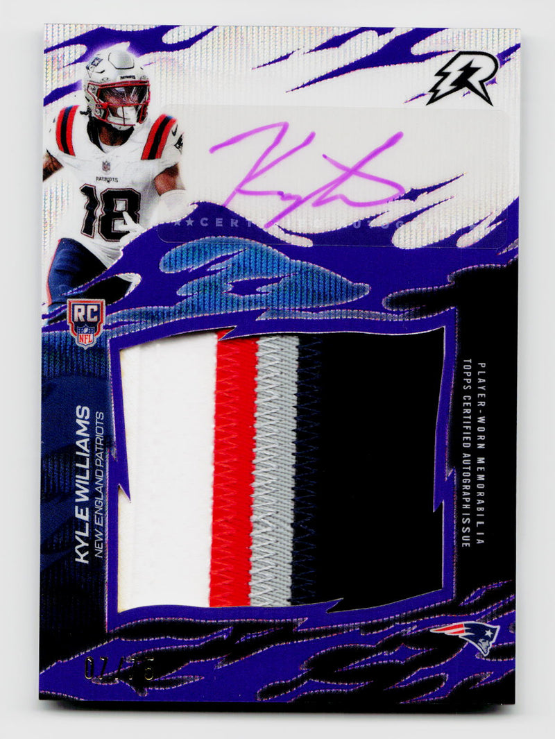 2025 Topps Resurgence #RRS-KW Kyle Williams Rookie Relic Signatures Player-Worn Patch Auto Purple Power Surge /75