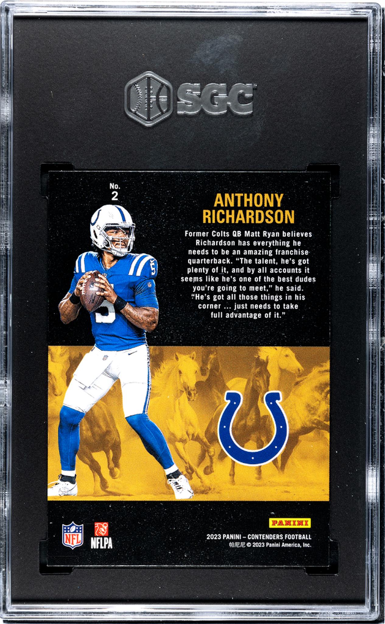 2023 Panini Contenders #2 Anthony Richardson Rookie SGC 9