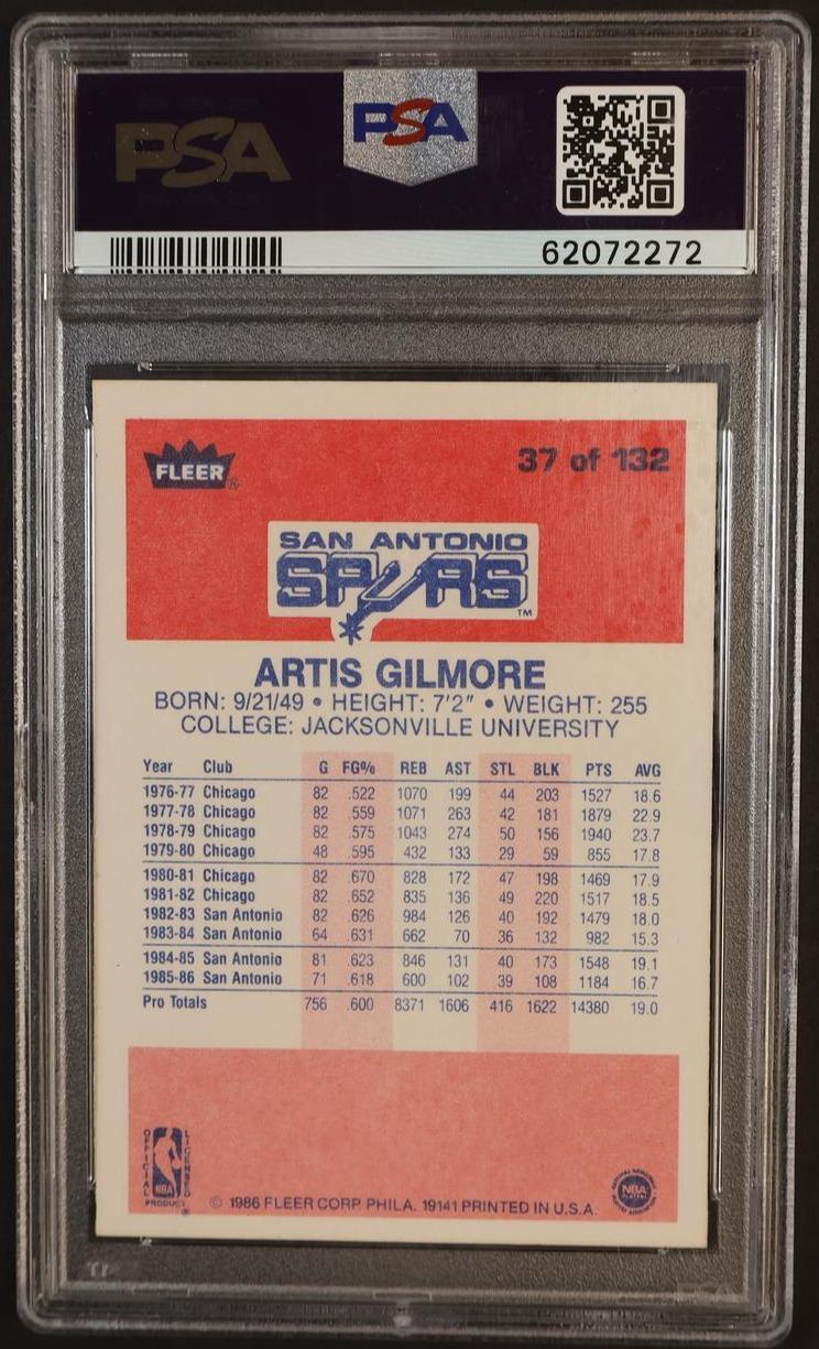 1986 Fleer Artis Gilmore #37 PSA 7